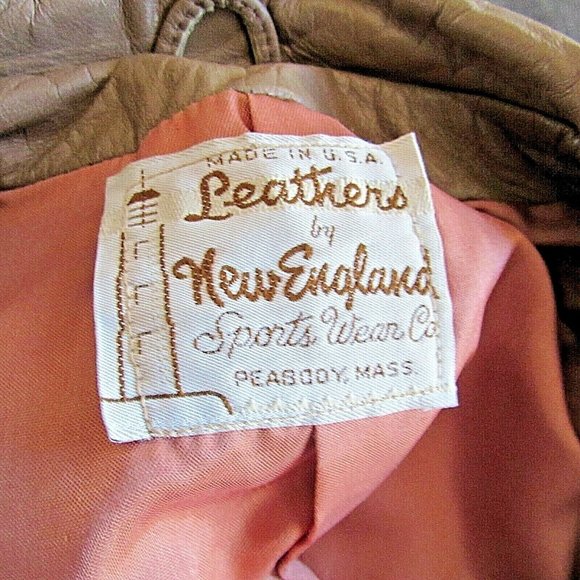 Vintage Jacket Brown Button Lined Leathers New England L 12-14 - Picture 7 of 8